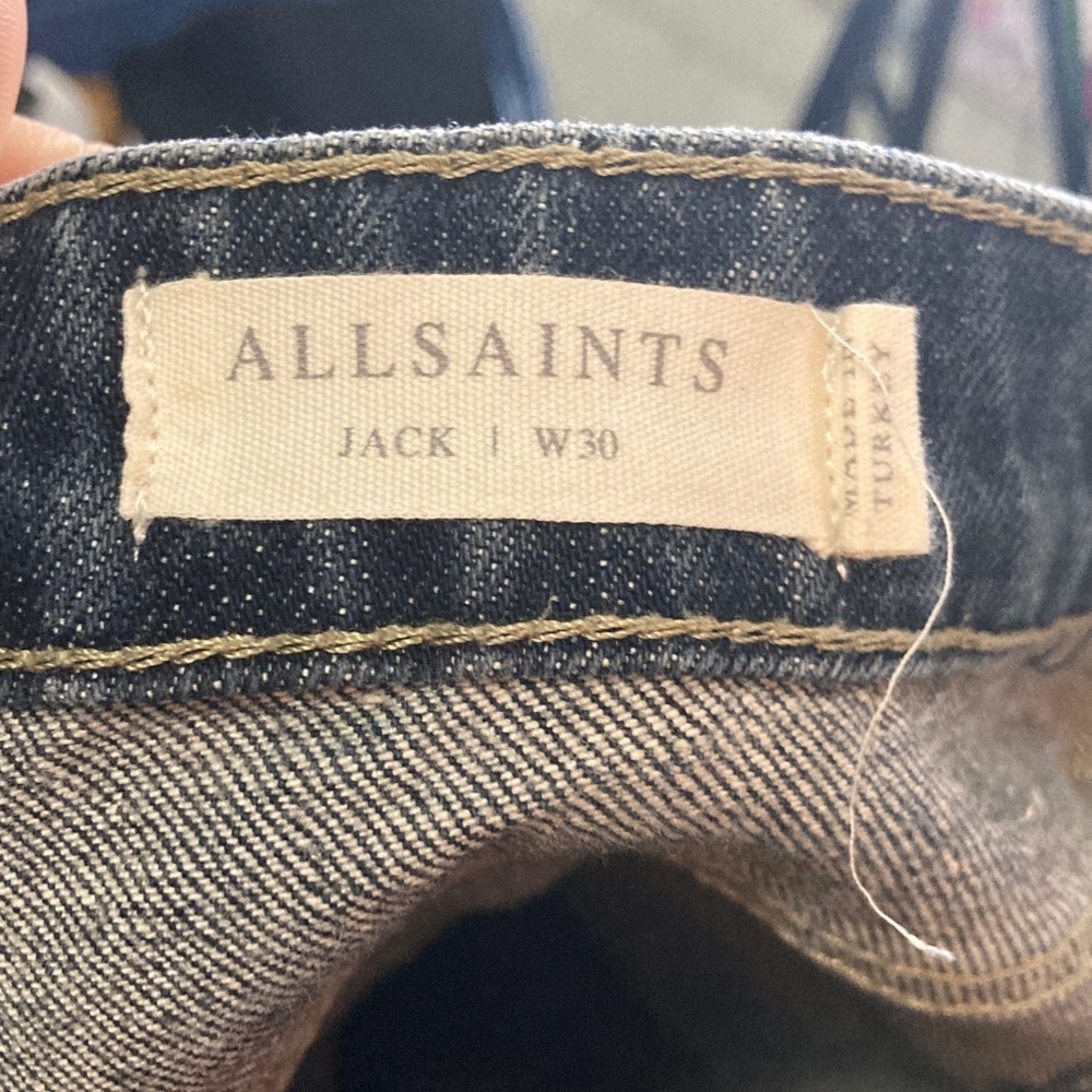 ALLSAINTS men’s Jack Tappered Jeans, In Dark Indigo button fly size 30 - Picture 9 of 9